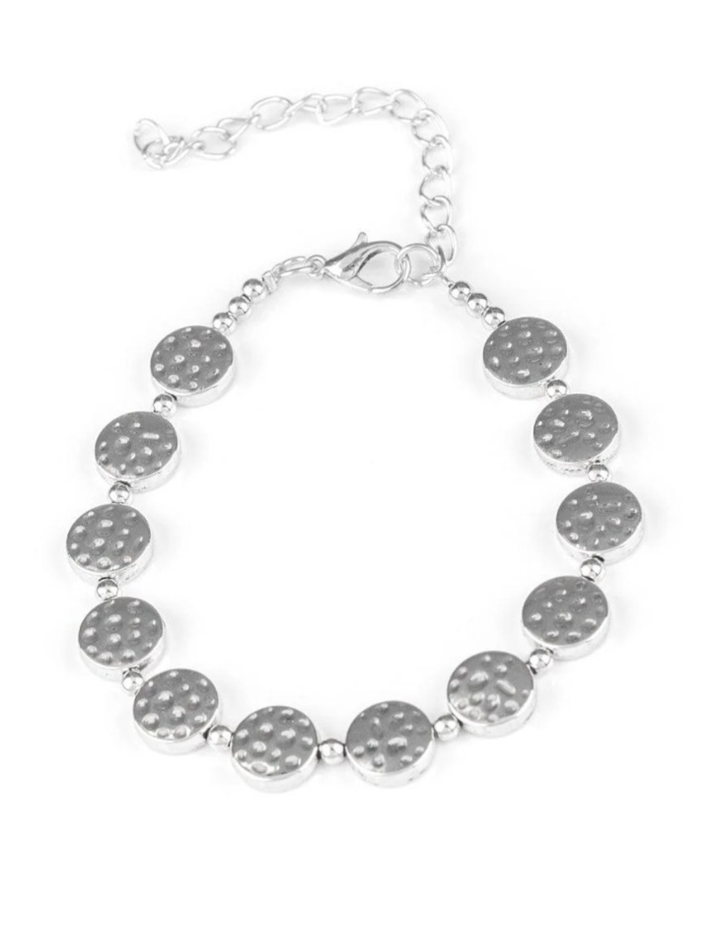 NEW! Artisan Bliss Silver Tone Textured Disc Coin Bracelet - paparazzi